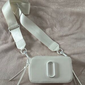 White Crossbody Camera Bag with Adjustable Strap